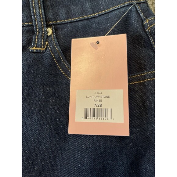 Juicy Couture Jeans 7/28 "Lunita" Y2K High Rise Wide Leg Relaxed Bedazzled NEW - Picture 4 of 12